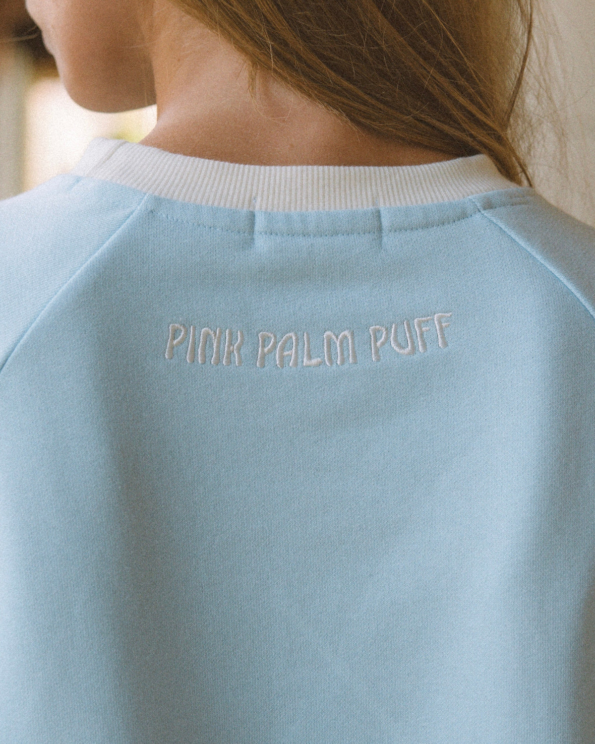 Classic Crew, ribbed crew neckline and relaxed fit, in Blue Breeze - coastal preppy aesthetic beach style by Pink Palm Puff