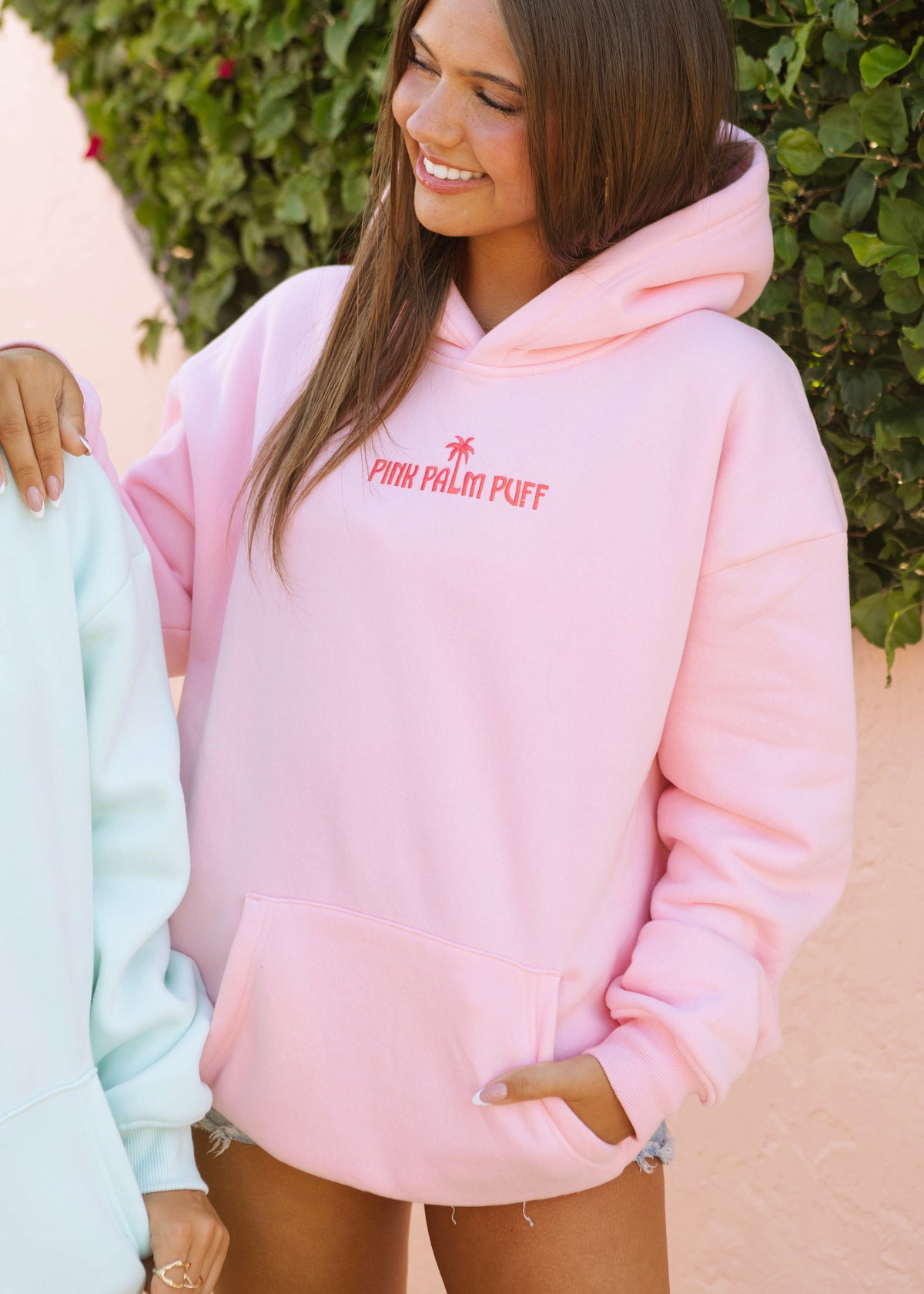 Classic Puff Hoodie, adjustable drawstring hood and pocket, in Pink - coastal preppy aesthetic beach style by Pink Palm Puff